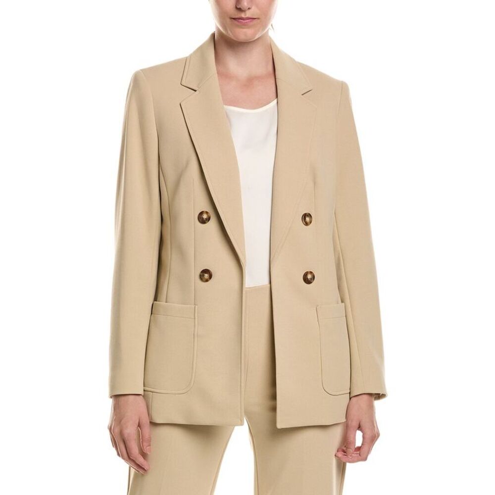 Anne Klein Womens  Faux Double Breasted Jacket, Brown